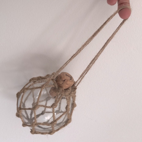 Glass Orb Vase Knotted Rope Float Potion Bottle Root Plant Cuttings - Picture 1 of 6